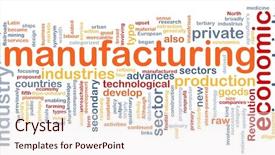  Presentation with manufacturing economy - Cool new PPT theme with sector economy - word cloud concept illustration backdrop and a sky blue colored foreground
