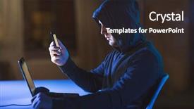  Presentation with computer hacking - Audience pleasing PPT theme consisting of secure communication mobile phones laptops - cybercrime hacking and technology concept backdrop and a  colored foreground