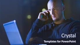  Presentation with computer attack - Beautiful presentation design featuring secure communication mobile phones laptops - cybercrime hacking and technology concept backdrop and a  colored foreground