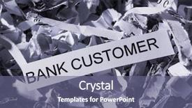  Presentation with bank - PPT theme having secure document destruction - papierschnitzel bank customer background and a ocean colored foreground