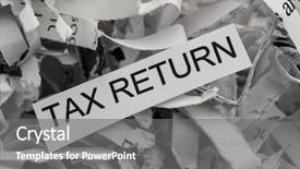  Presentation with tax compliance risk management - PPT layouts having secure document destruction - shredded paper tax return background and a gray colored foreground
