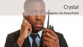  Presentation with radio navigation - Theme having secure folder - black bodyguard with headset background and a soft green colored foreground