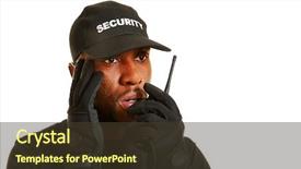  Presentation with alarm - PPT layouts consisting of secure folder - man as security guard giving background and a tawny brown colored foreground