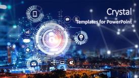  Presentation with web security - Slide set enhanced with line icons - web security icon background and a navy blue colored foreground