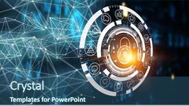  Presentation with web security - Beautiful presentation design featuring line icons - web security icon backdrop and a ocean colored foreground