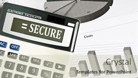  Presentation with electronic - Colorful theme enhanced with secure-word-on-electronic-calculator backdrop and a soft green colored foreground