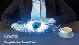  Presentation with wireless network security - Presentation consisting of secured cloud technology and network background and a ocean colored foreground