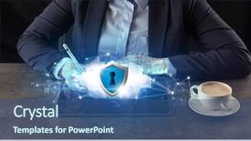  Presentation with cloud technology - PPT layouts with secured cloud technology and network background and a ocean colored foreground