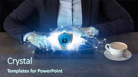  Presentation with cloud technology - Colorful PPT theme enhanced with secured cloud technology and network backdrop and a ocean colored foreground