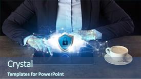  Presentation with cloud technology - PPT layouts enhanced with secured cloud technology and network background and a ocean colored foreground