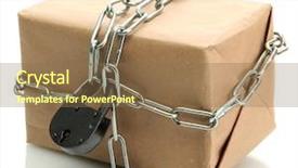  Presentation with crystal logistics and supply chain - Cool new presentation design with securing cargo - parcel with chain and padlock backdrop and a coral colored foreground