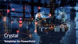  Presentation with hacker - Slide deck consisting of security - be aware of hacker attack background and a navy blue colored foreground