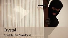  Presentation with apartment - PPT theme with security - break-in of an apartment thief background and a coral colored foreground