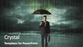  Presentation with data protection - Presentation design consisting of security - business man standing with umbrella background and a dark gray colored foreground