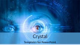  Presentation with eye - Colorful PPT theme enhanced with laser security - close up of woman's eye backdrop and a light blue colored foreground