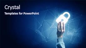  Presentation with safety - Cool new PPT theme with security - digital safety blue concept backdrop and a navy blue colored foreground