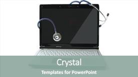  Presentation with connection - Beautiful slide deck featuring healthcare security - doctor's computer usb connection backdrop and a gray colored foreground