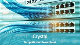  Presentation with switches - Cool new PPT layouts with security - ethernet cable on network switches backdrop and a teal colored foreground