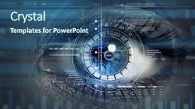  Presentation with personality - Cool new presentation theme with security - scanning for personality identification backdrop and a ocean colored foreground