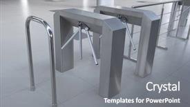  Presentation with security - Colorful PPT theme enhanced with security access - entrance backdrop and a gray colored foreground