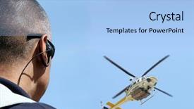  Presentation with aviation security - Beautiful presentation featuring security agent coordinating surveillance backdrop and a light blue colored foreground