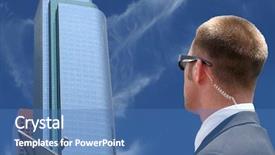  Presentation with national security - Cool new PPT theme with security agent surveillance backdrop and a teal colored foreground