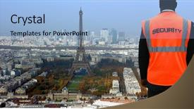  Presentation with national security - Presentation theme having security agent watching paris background and a light blue colored foreground