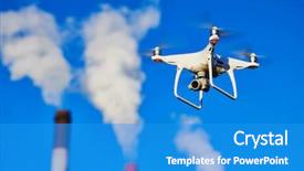  Presentation with power plant - Theme having security and safety drone flying background and a teal colored foreground
