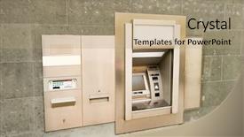  Presentation with atm machine - Audience pleasing slide deck consisting of security atm - bank machine on a stone backdrop and a coral colored foreground