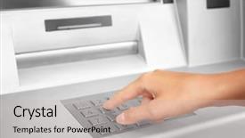  Presentation with cash - Cool new presentation with security atm - woman entering cash machine pin backdrop and a light gray colored foreground