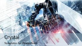  Presentation with hacker - Beautiful presentation featuring security awareness - be aware of hacker attack backdrop and a light blue colored foreground