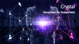  Presentation with hacker - Cool new presentation theme with security awareness - be aware of hacker attack backdrop and a navy blue colored foreground