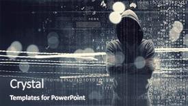  Presentation with awareness - Colorful presentation enhanced with security awareness - be aware of hacker attack backdrop and a ocean colored foreground