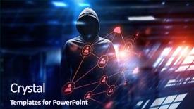  Presentation with hacker - PPT theme consisting of security awareness - be aware of hacker attack background and a navy blue colored foreground