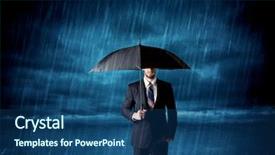  Presentation with rain - Audience pleasing slide deck consisting of security bank - business man standing in rain backdrop and a ocean colored foreground
