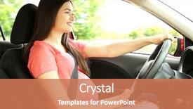  Presentation with seat belt in car safety - Audience pleasing slides consisting of security belt - pregnant woman driving car safety backdrop and a coral colored foreground