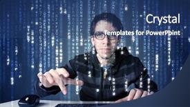  Presentation with security breach - Presentation theme enhanced with security breach - hacker decoding information from futuristic background and a ocean colored foreground