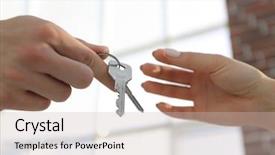  Presentation with building security - Audience pleasing PPT theme consisting of security building access - cropped image of estate agent backdrop and a soft green colored foreground