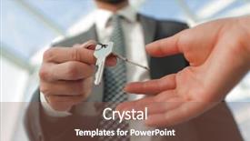  Presentation with estate - Beautiful slide set featuring security building access - cropped image of estate agent backdrop and a violet colored foreground