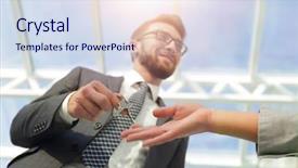  Presentation with estate - Colorful PPT theme enhanced with security building access - cropped image of estate agent backdrop and a sky blue colored foreground