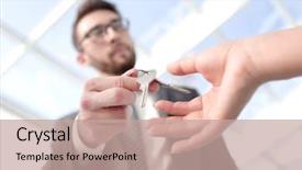  Presentation with estate - Beautiful presentation theme featuring security building access - cropped image of estate agent backdrop and a coral colored foreground