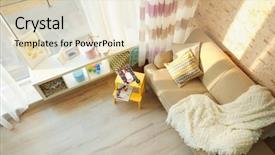  Presentation with camera security - Slide deck having security camera - modern interior with sofa window background and a soft green colored foreground