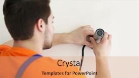  Presentation with cctv - Theme enhanced with security camera - professional cctv technician working background and a coral colored foreground