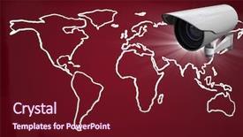  Presentation with security camera - Audience pleasing slide deck consisting of security camera against maroon backdrop and a tawny brown colored foreground