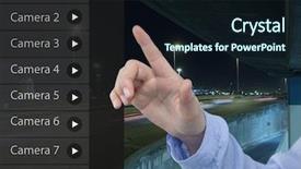  Presentation with digital car - PPT theme featuring security camera app interface road background and a wine colored foreground