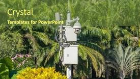  Presentation with cctv camera - PPT theme featuring security-camera-cctv-hangs background and a tawny brown colored foreground