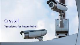  Presentation with camera security - Presentation consisting of security camera cctv with blue background and a sky blue colored foreground