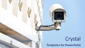  Presentation with cctv camera - Cool new slide set with security camera cctv with blue backdrop and a light blue colored foreground