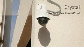  Presentation with building security - PPT theme having security-camera-closed-circuit-security background and a soft green colored foreground