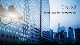  Presentation with security camera - Presentation featuring security camera in hongkong china background and a light blue colored foreground